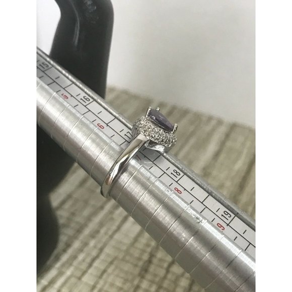 JS Lab Created Purple Stone Size 7 Rhodium Plated PRETTY - Picture 2 of 4
